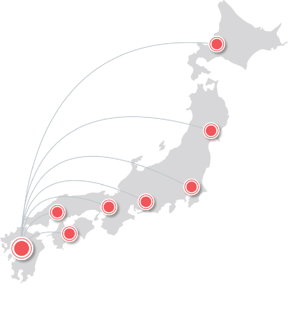 画像：日本地図上の輸送ネットワークの図